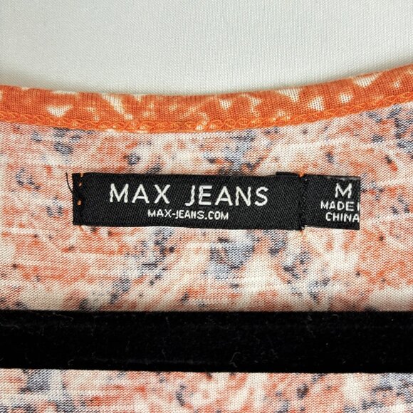 Max Jeans‎ Boho Tunic Top Women’s Medium Rust Orange Diamond Print Tassel Tie - Picture 11 of 16